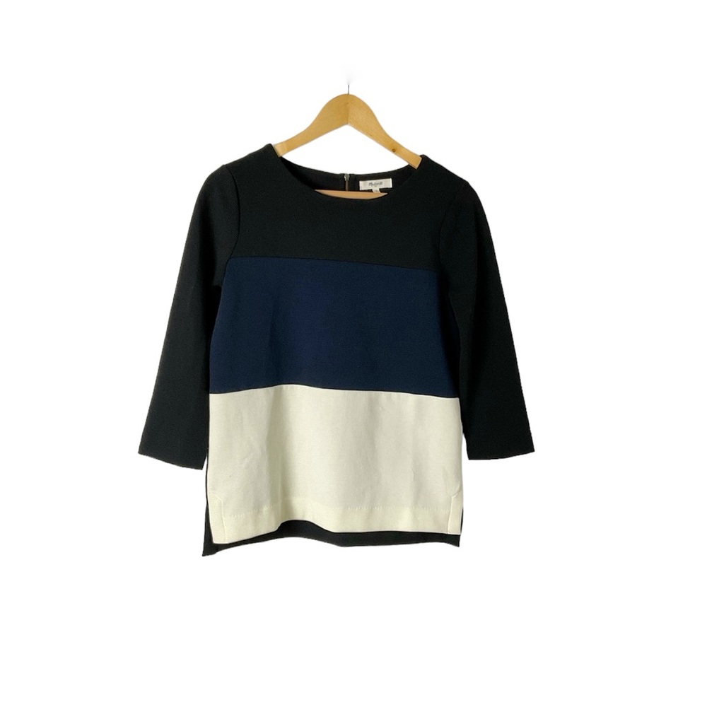 Madewell Colorblock Pullover‎ Top Size Small Navy Cream